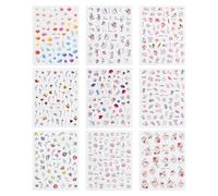 9 Hojas Pegatinas Uñas, Nail Art Stickers, Primavera Pegatinas Para Uñas, Autoadesiva Nail Art Decoración, Flores Decorativas Etiqueta Adhesivos para Decoraciones de Bricolaje