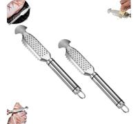 9 Inch Stainless Fish Scaler remover no mess with Ginger and Garlic Grating Plate, Gettoreach 2-In-1 Stainless Steel Fish Scaler Ginger Grater, for Descaling, Grating and Cleaning (2PCS)