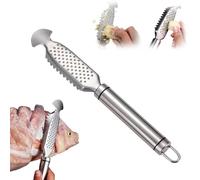 9 Inch Stainless Steel Fish Scaler, 2-in-1 Stainless Steel Fish Scaler+ Ginger Grater,Professional Grade Fish Scale Remover Tool with Non-slip Handle (1Pcs)