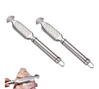 9 Inch Stainless Steel Fish Scaler with Ginger and Garlic Grating Plate, Fish Scaler Remover, For Easy Descaling, Grating & Cleaning, Kitchen Tool for Pro Scale Remover (2PC)