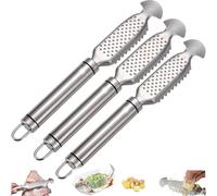 9 Inch Stainless Steel Fish Scaler with Ginger and Garlic Grating Plate, Stainless Steel Fishs Scaler, Hanging Handle Kitchen Tool for Descaling, Grating & Cleaning (Style B,3 PCS)