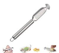 9 Inch Stainless Steel Fish Scaler with Ginger and Garlic Grating Plate, Stainless Steel Fishs Scaler, Hanging Handle Kitchen Tool for Descaling, Grating & Cleaning (Style A,1 PC)