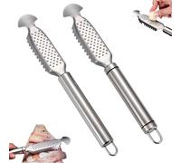 9 Inch Stainless Steel Fish Scaler, with Ginger and Garlic Grating Plate, with Hanging Handle, Kitchen Tool for Pro Scale Remover (Mix,2 Pcs)