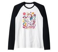 9 Is My 9th Birthday Unicorn Rainbow Magic Camiseta Manga Raglan