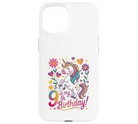 9 Is My 9th Birthday Unicorn Rainbow Magic Carcasa para iPhone 15