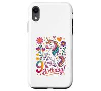 9 Is My 9th Birthday Unicorn Rainbow Magic Carcasa para iPhone XR
