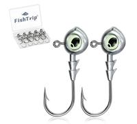 【 9 km DWLIFE】 Juego de 10 cabezas de anzuelo de cabeza de plomo de ojos verdes que brillan en la noche, 7 g, cabezas profesionales con efecto luminoso para agua dulce y agua salada, ideal como cebo