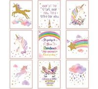 9 Láminas Artísticas de Pared de Unicornio Arcoíris Carteles de Unicornio y Arcoiris de Acuarela sin Marco para Decoración Infantiles de Dormitorio Niños