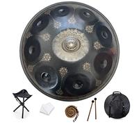 9 Notas 22 Pulgadas Handpan, D-Minor 432 Hz Instrumento de percusión de Tambor de Acero, Rendimiento Musical de Mandala Hecho a Mano curación Instrumento Musical Regalo Negro