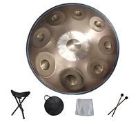 9 Notas Handpan Drum D Minor, Handpan De 22 Pulgadas Con Bolsa De Transporte Suave, 2 Mazos De Handpan, Soporte, Tela Sin Polvo, For Amantes De La Música (Color : Gold)