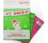 9 paños de baño exfoliantes coreanos/asiáticos auténticos, masaje de la piel (6 piezas verdes, 3 unidades), toalla italiana coreana auténtica, elimina células secas y muertas, limpieza de poros