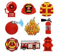 9 Parches De Bombero Para Planchar, Dibujos Animados, Camión De Bomberos, Extintores, Casco, Coser En Reparación, Apliques Bordados, Bombero, Juego De Rol, Disfraz, Manualidades, Regalo Para Ropa,