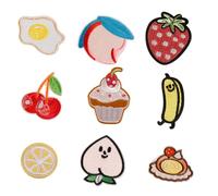 9 parches de reparación de tartas, parches bordados de fresa, parches decorativos para coser en ropa, sombrero
