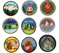 9 parches redondos para planchar para exteriores, para viajes, camping, oso, se pierde en la naturaleza, apliques bordados para jeans, chaquetas, ropa, bolsas