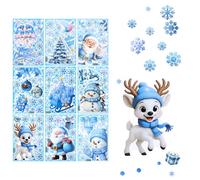9 patrones adhesivos de Navidad para ventana, escena 3D, copos de nieve 3D reutilizables con pegatinas estáticas de doble cara, calcomanías de Navidad incluyendo Papá Noel, reno, muñeco de nieve para