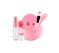 9 PC/Set Facebo Mask Mezcla Juego de tazón Diy Kit de herramientas de mezcla de mascarilla con cuchara de calibre de cepillo de barra (rosa) juego de tazón