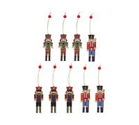 9 Pcs en Bois De Nol Casse-Noisette Mini Soldat Figurines Arbre De Nol Ornements Marionnettes Jouet (Rouge)