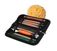 9 PCS Food Carving Tools Kit with Storage Bag, Culinary Carving Peeling Tools Garnishing Cutting Slicing Tools for Vegetables, Fruits, Ice Cream(Orange)