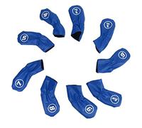 9 Pcs Golf Iron Head Covers, Waterproof PU Club Headcovers with Thick Plush Lining for Right and Left Handed Golfers, Lightweight Protective Set for 3 - Iron to Pitching Wedge (Azul)