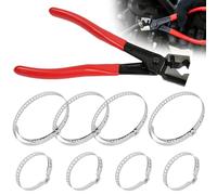 9 Pcs I Kit de Abrazaderas de Manguera con Alicates Abrazaderas Coche, Abrazaderas de Acero Inoxidable 304, Juego Pinzas abrazaderas Rango 50-120mm y 20-50mm para Reparación de Coche Moto Jardin