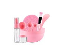 9 pcs/set mascarilla de mascarilla de mascarilla de tazón kit de tazón de mezcla de diy kit de herramientas de mezcla de mascarilla con cuchara de calibre de cepillo de palo de tazón (rosa)