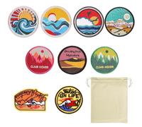 9 Pegatinas Escénicas Para Planchar, 1 Bolsa De Almacenamiento, Pegatinas Para Planchar, Pegatinas Para Planchar Para Niños, Pegatinas Para Planchar Telas, Ropa, Pegatinas Para Mochilas