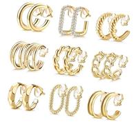 9 pendientes sin perforación, clip creativo chapado en oro sin perforación, comodidad para mujeres, clip dorado