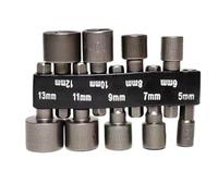 9-pie Socket Bit Set Hex Llave Adaptador Varilla de Extensión para Taladro Destornillador Cambio Rápido Acero Cromo Vanadio 5-1m Negro (9pcs)
