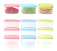 9 Piezas 200ml Pequeñas Tarros Con Tapa Plástico, Apilables Tarros Para Congelar Pequeñas, Mini Tarros Con Tapa Rectangular Para Aderezo De Ensalada, Tarros Pequeños Para Almacenar Para Yogur, Frutas