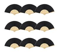 9 Piezas Abanicos de Tela Abanico de Seda Ventilador de Papel de Mano Abanicos Plegables Abanicos Plegables de Bambú Abanico Artesanal Ventilador Plegable para Decoración de Paredes (Negro)