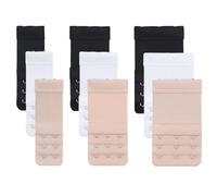 9 Piezas Alargador Sujetador,Extensor Sujetador,Alargador Sujetador 2 Corchetes,Alargador Sujetador 3 Corchetes,Alargador de Sujetador,3 Filas,Suave,Elástica (Negro,Blanco,Color Piel)
