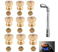 9 piezas Aspersor de gas butano universal con llave de aspersor de gas botella, aspersor de gas de ciudad, inyector de gas butano, boquillas e inyectores para quemador de gas (9 piezas)