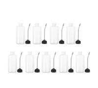 9 Piezas Botella de Aceite con Boquilla Larga 120 Ml | Punta Fina en Ángulo, Plástico E Hierro, Marcas Graduadas y Diseño Transparente, para Taller y Estudio