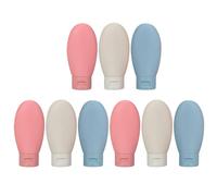 9 Piezas Botellas Recargables de 60ml para Champú y Gel | Plástico, Boquilla Ancha y Cierre Antifugas, Reutilizables para Desplazamientos y Uso Profesional, Incluye Cepillo
