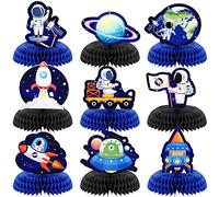 9 piezas de centro de mesa con temática del espacio exterior, decoración de fiesta, planeta de papel, decoración de mesa, sistema solar, astronauta, ovni, para primer viaje alrededor del sol