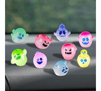 9 Piezas de decoración Luminosa para salpicadero de Coche, diseño de Fantasma de Halloween, Divertidas Decoraciones de Resina para salpicadero de Coche, Accesorios de Interior para el hogar