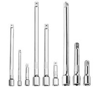 9 piezas de extensión de llave de vaso de 1/4 pulgadas, 3/8 pulgadas, 1/2 pulgadas, kit de extensión de carraca para taller y reparación profesional, metal plateado
