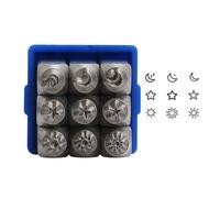 9 piezas de herramientas de estampado de metal con diseños celestiales para crear joyas únicas y personalizar suministros de manualidades, herramienta artística de metalurgia
