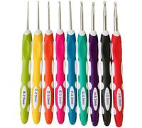 9 piezas de juego de ganchos de ganchillo ergonómicos con mangos largos de agarre suave, agujas de tejer para manos artríticas, tamaño B a J, 2.0 mm-6.0 mm