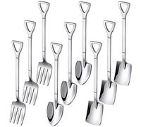 9 piezas de pala, cuchara, tenedor, pala, cuchara de café, de pala, cuchara de postre, cuchara de helado, cuchara en forma de pala, tenedor de frutas