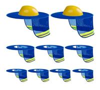 9 piezas de parasol para casco duro de alta visibilidad de ala completa, cubierta de ala dura, cubierta de cuello con tira reflectante, accesorios para hombres y mujeres, casco no incluido (azul real)