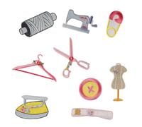 9 piezas de parches bordados para colgar ropa, tijeras para reparación, apliques de costura para ropa