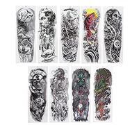 9 piezas de tatuajes temporales a prueba de agua de brazo completo, pegatinas de transferencia de tatuajes, pegatinas de tatuaje de brazo completo a prueba de agua temporales de larga duración pegatin