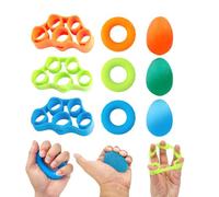 9 piezas entrenador de manos y dedos: 3 extensores de dedos+3 círculos de ejercicio+3 bolas de entrenamiento, ejercidor de prensión con palancas para dedos, fortalece fuerza trepar toca piano guitarra