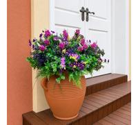 9-Piezas Flores Artificiales Exterior Decoracion, Ramos de Flores Plantas Artificiales Geranios Exterior Interior, Diferentes Especies con Variación, WAKISAKI (Magenta y Lavanda, 9)