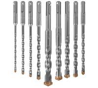 9 Piezas Juego de Brocas SDS Plus, Juego de Brocas para Hormigón con 4 Cortes, 5/6/6/8/8/10/12/14/16 x 160 mm, Profesional Brocas de Cruceta para Taladrar en Hormigón, Ladrillos, Cemento, Mampostería