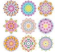9 Piezas Mandala Painting Stencil, Plantillas de Reutilizables, Plantillas de Dibujo, Stencil Plantillas para Pintar Vintage Estarcido Pintura Decorativas para Pared 30,5 × 30,5cm Mandalas Dibujo
