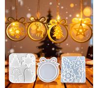 9 Piezas Moldes de Resina de Navidad,Moldes de Silicona de Resina Epoxi,Moldes Res ina Epoxi,para Decoración Árboles Navidad Alce Copo de Nieve Hombre de jengibre para Hacer Adornos Manualidades