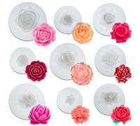9 Piezas Moldes de Silicona para Velas, Forma de Rosa Moldes Silicona Flores, 3D Molde para Velas, Molde de Vela para Manualidades, Jabón, Pastel, Chocolate