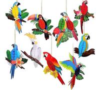 9 piezas Pájaros Tropicales Recortables de nido de abeja, Colgantes Papel de loro Recortables Hawaiano Playa de Verano Fiesta Luau Decoración Safari Decoración de Aulas Selva tropical